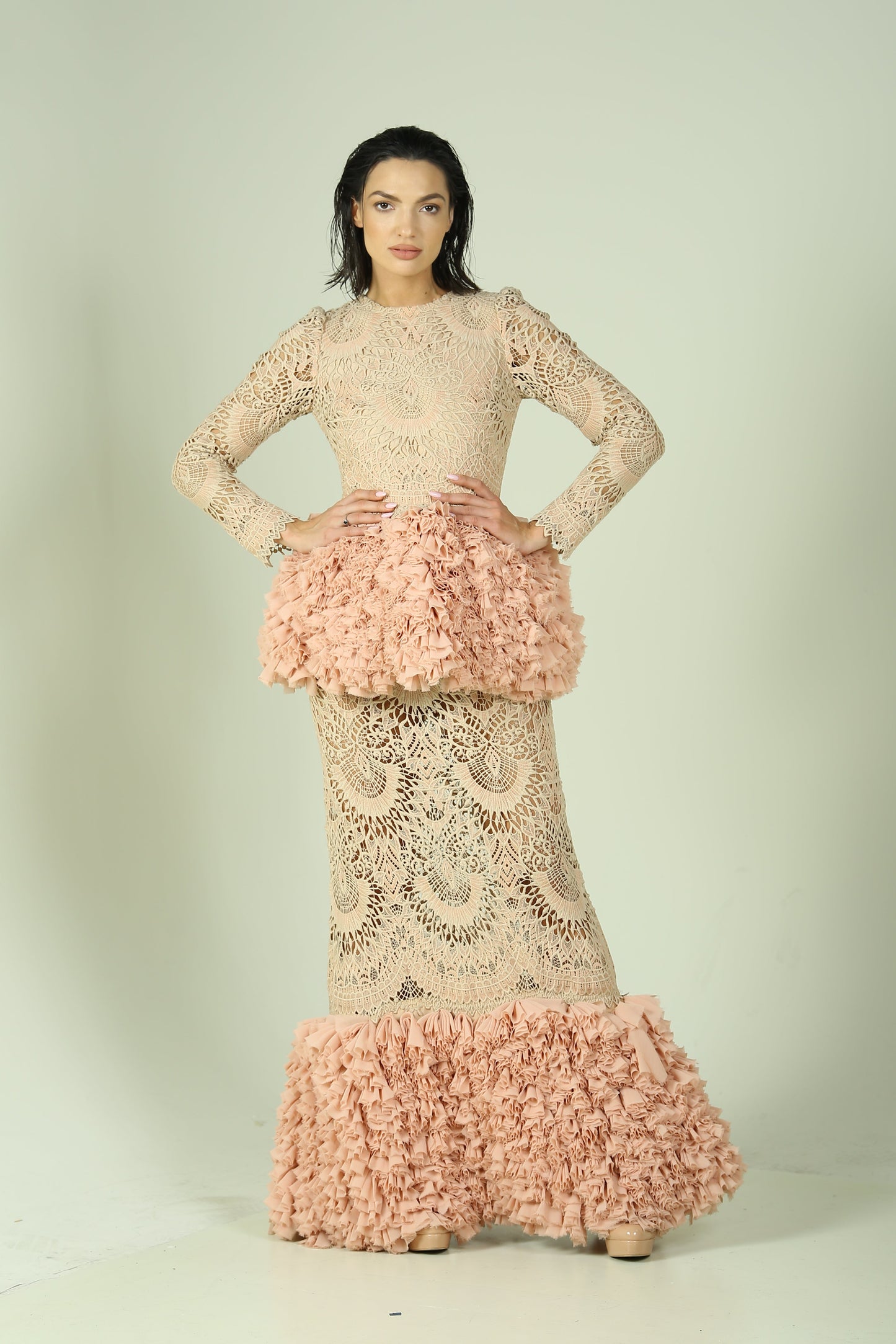 Pink gipure Dress