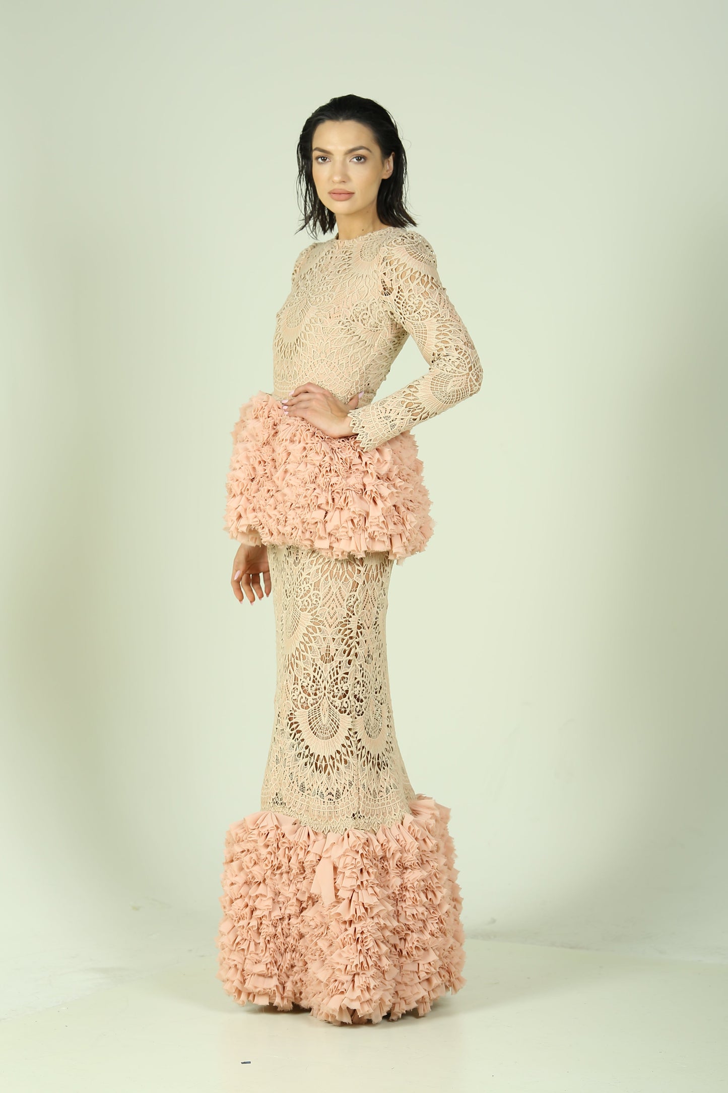 Pink gipure Dress
