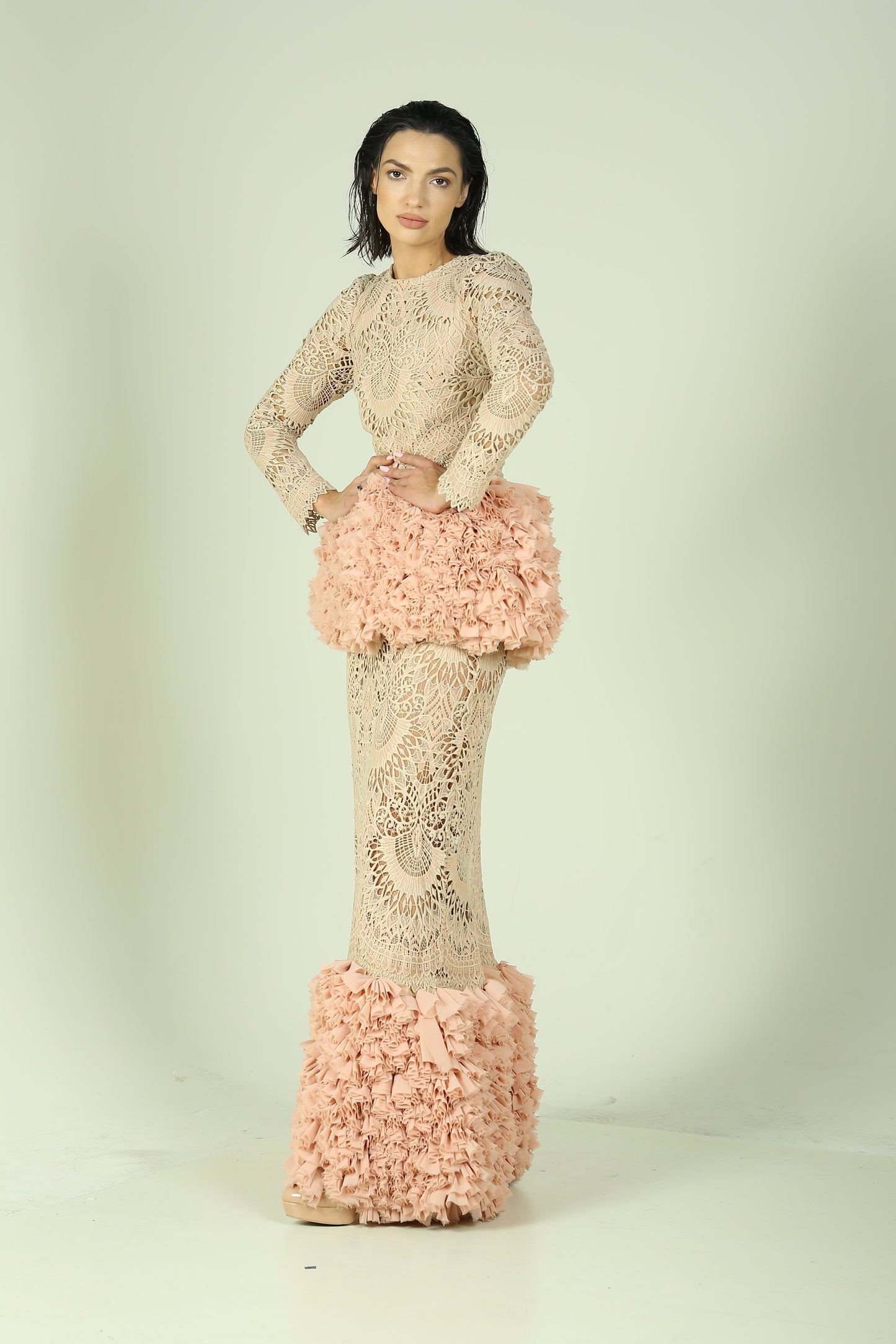 Pink gipure Dress