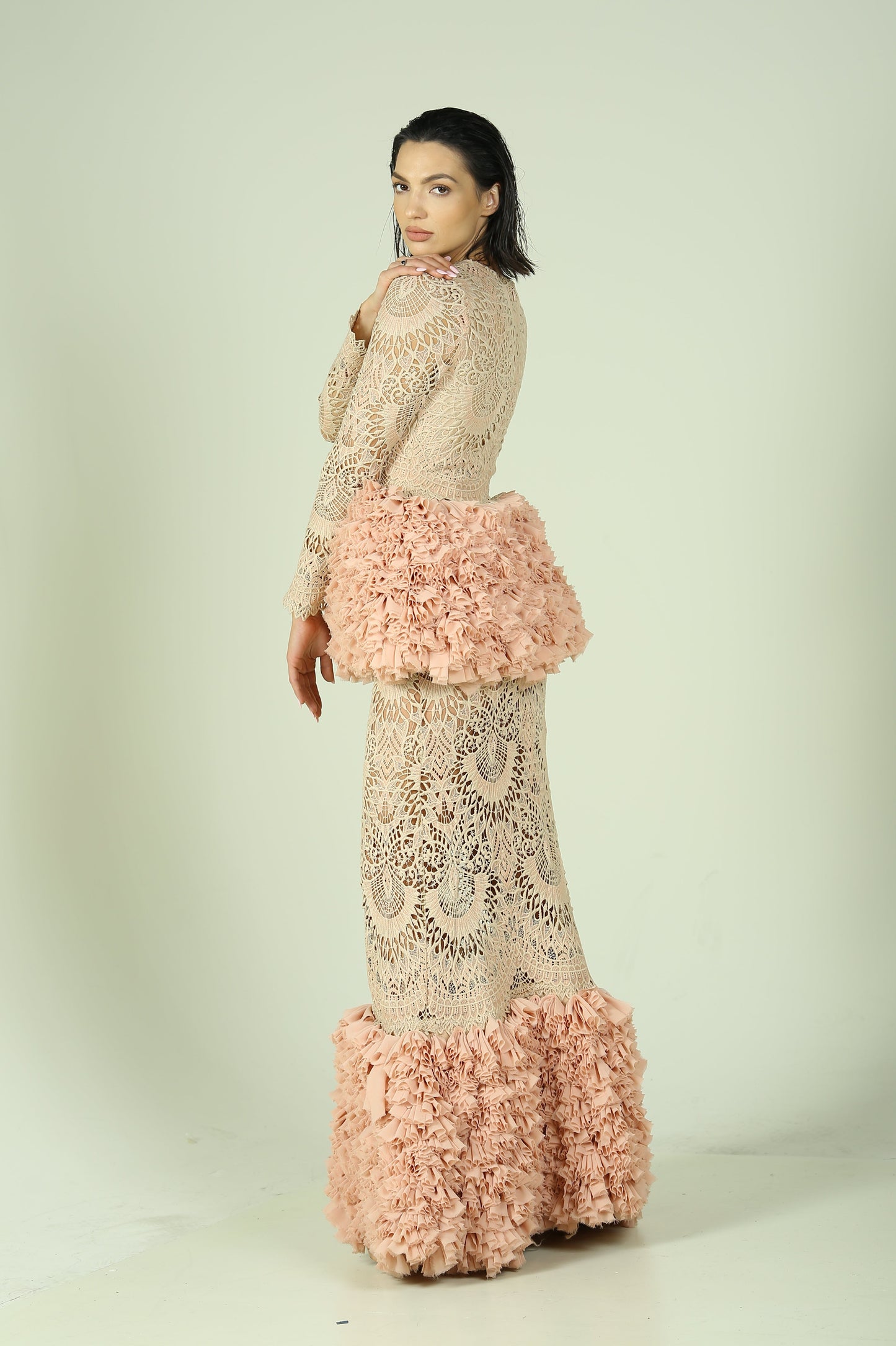 Pink gipure Dress