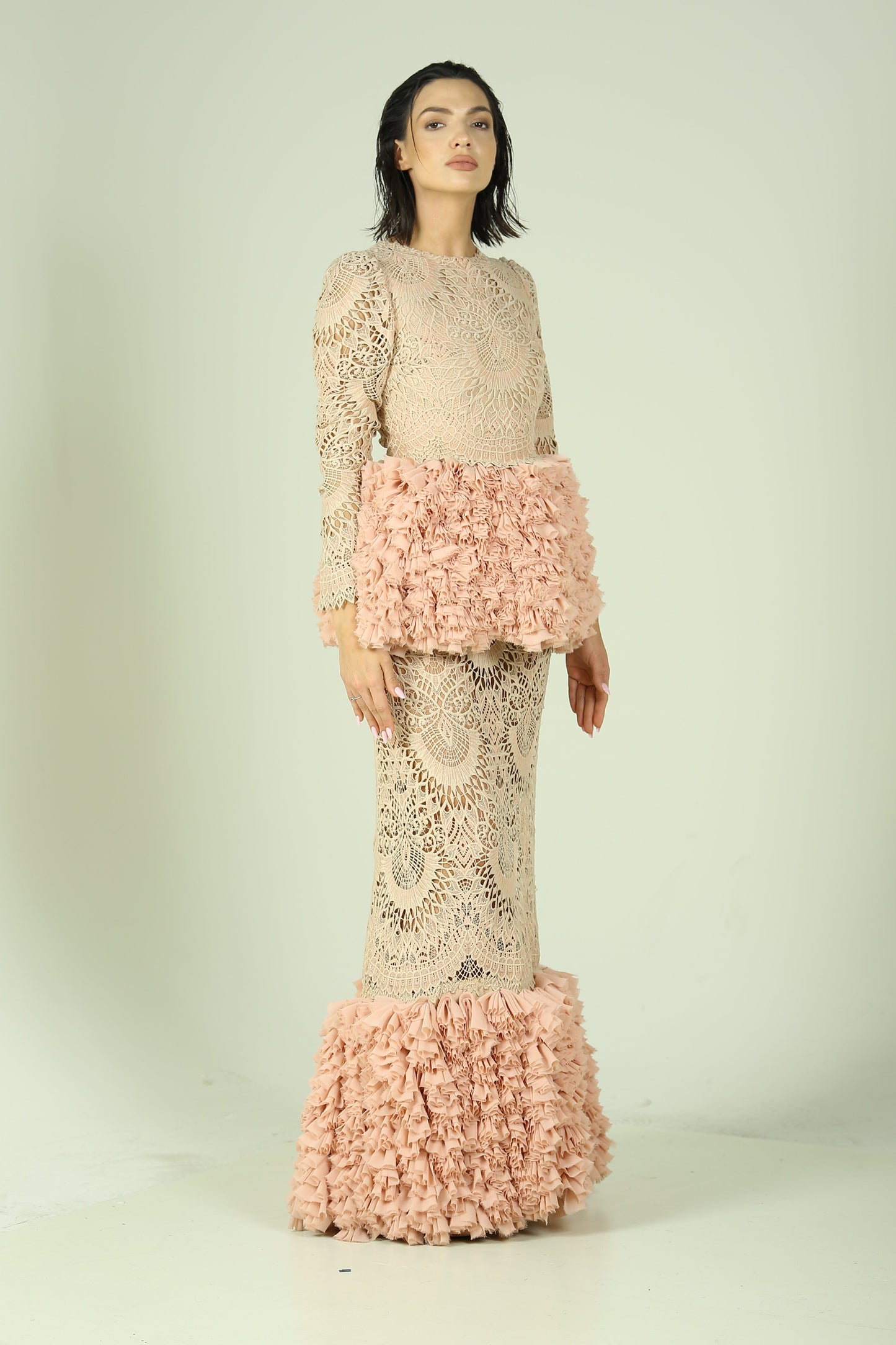 Pink gipure Dress