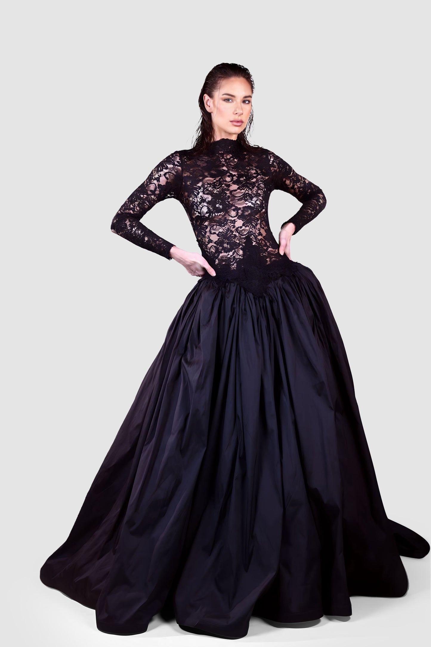 Black Lace Ball Gown