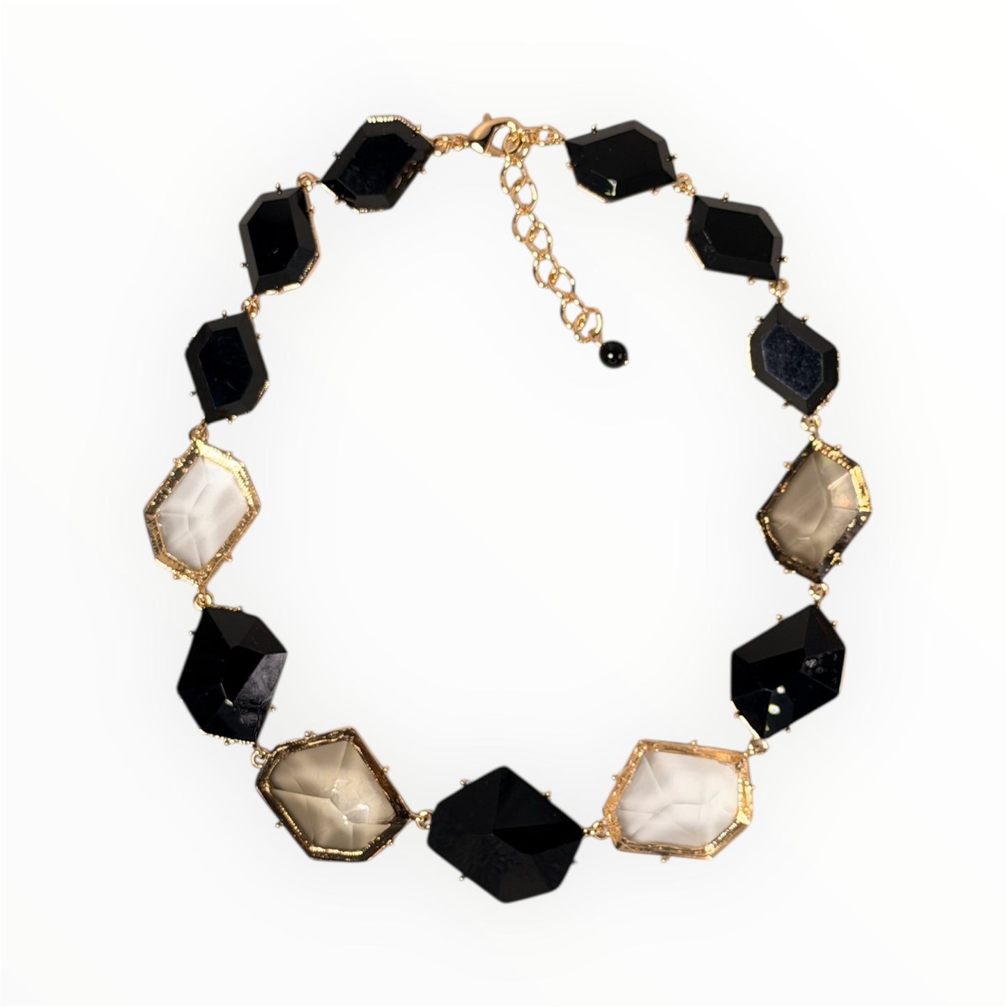Black & Crystal Geo Statement Necklace