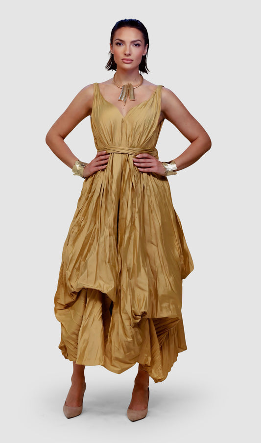 Goddess Drape Taffeta Evening Dress