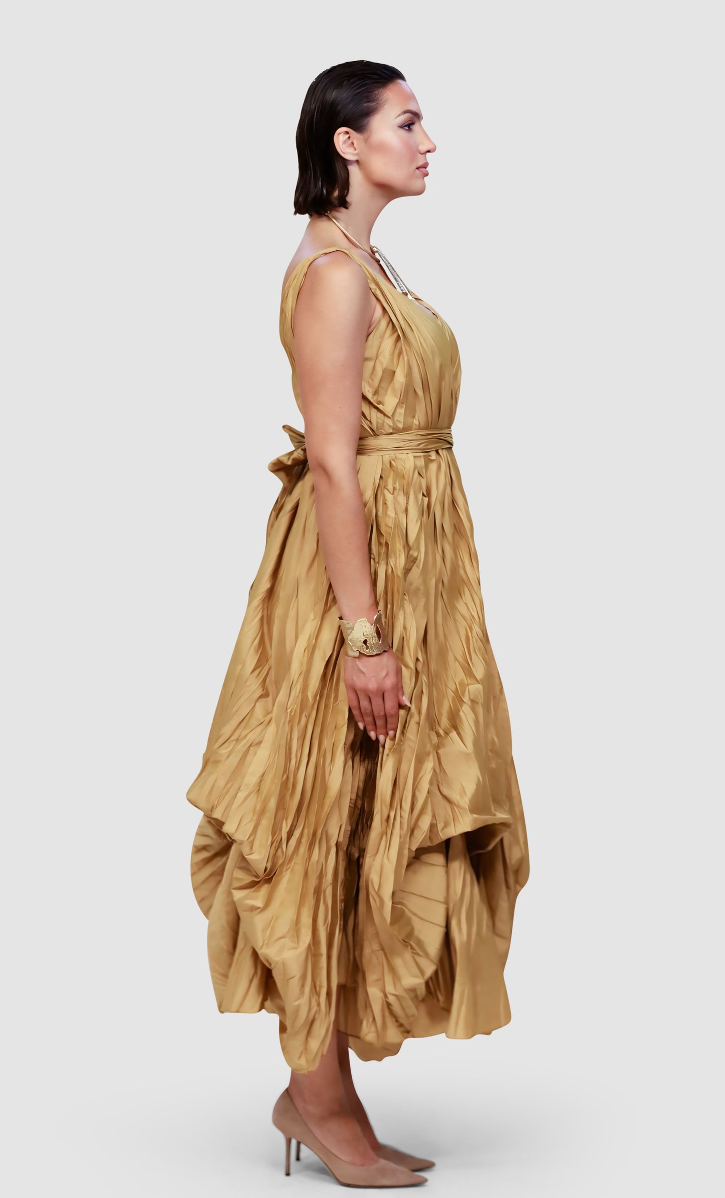 Goddess Drape Taffeta Evening Dress