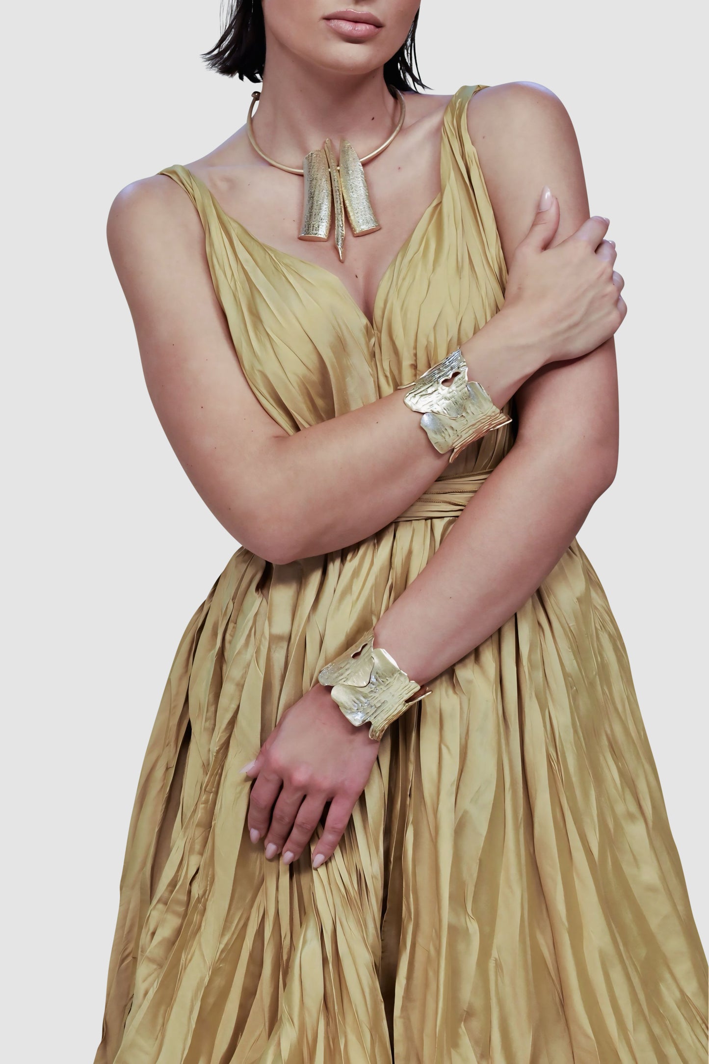 Goddess Drape Taffeta Evening Dress