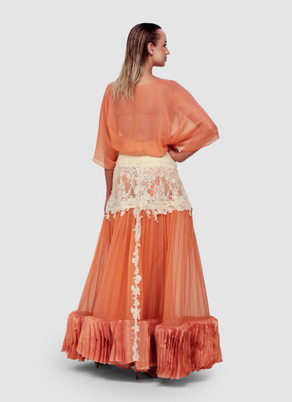 Apricot Lace Opera Skirt & Sheer Silk Top