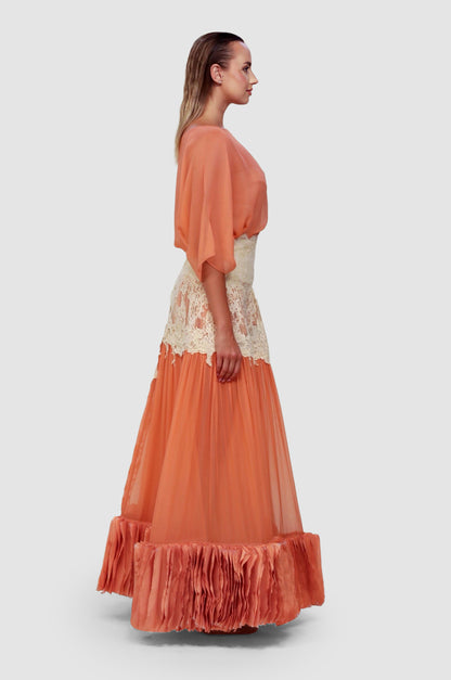 Apricot Lace Opera Skirt & Sheer Silk Top