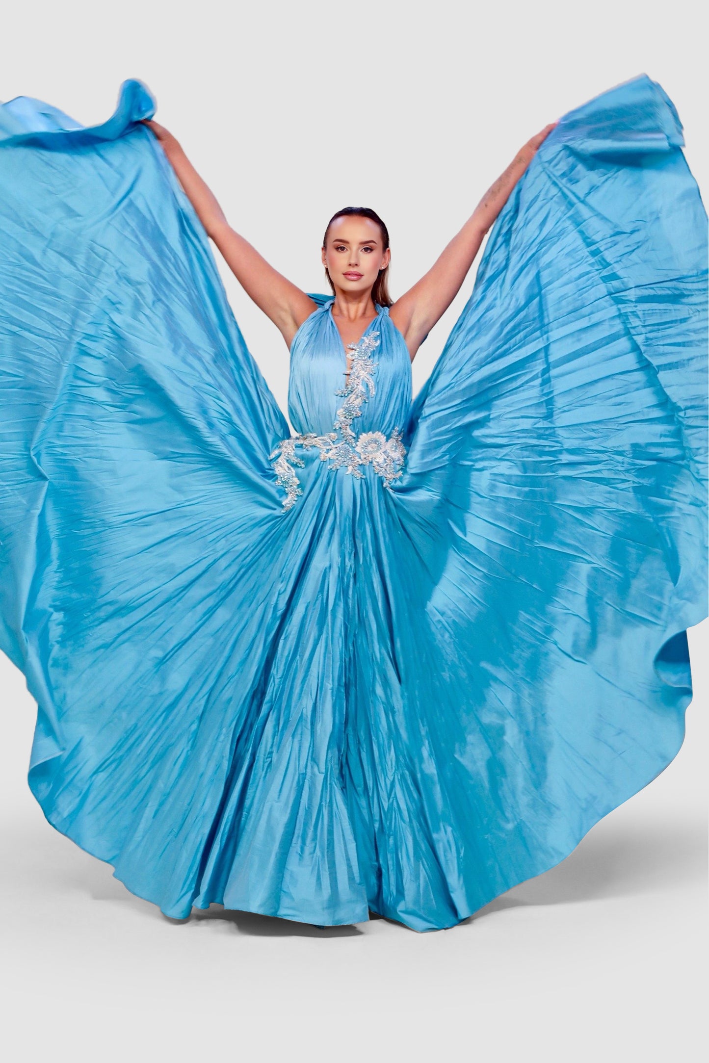Celestial Aqua Crystal Gown
