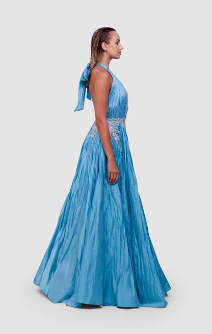 Celestial Aqua Crystal Gown