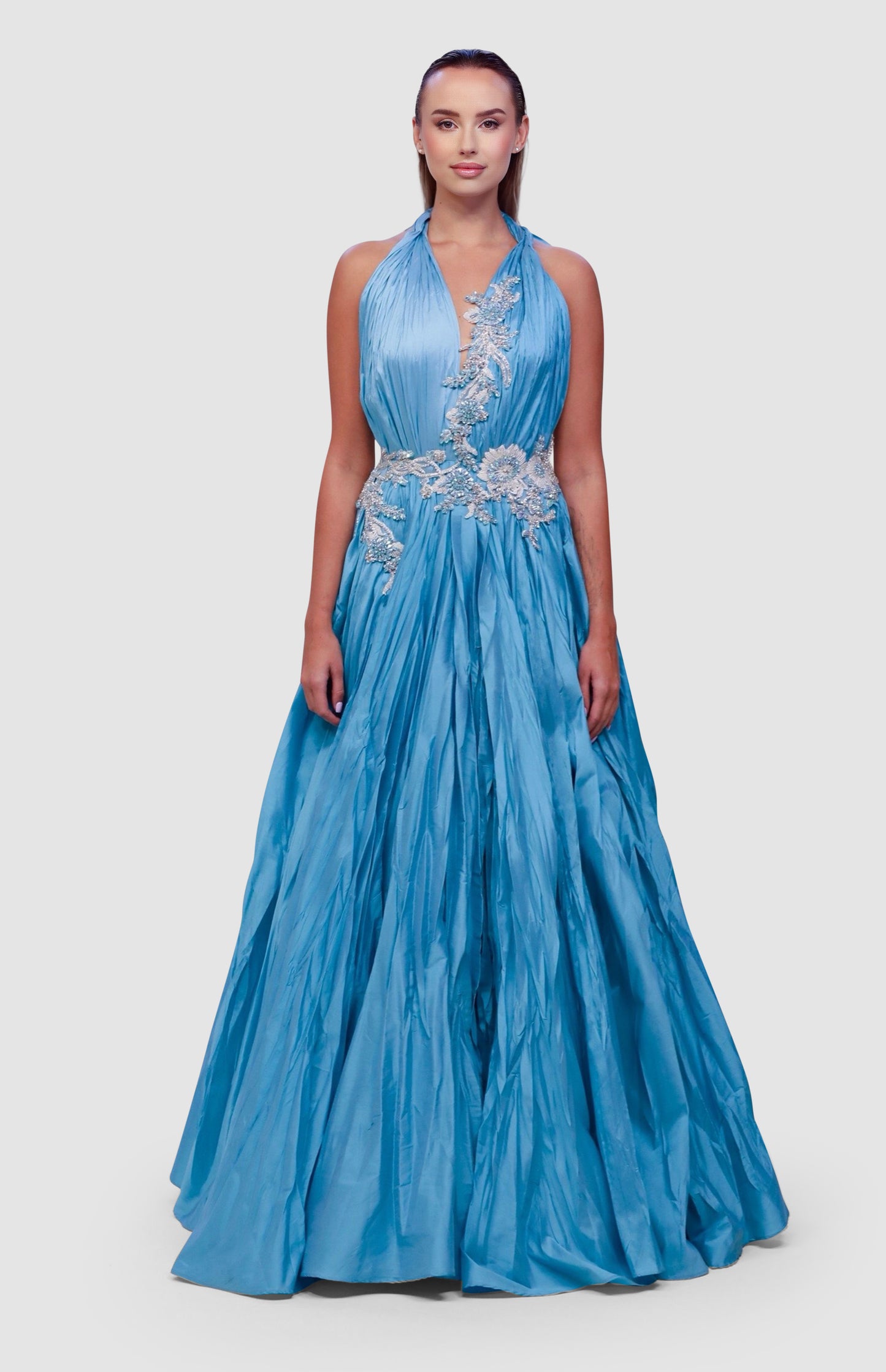 Celestial Aqua Crystal Gown