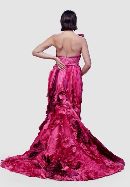 Fuchsia Cascade Couture Gown