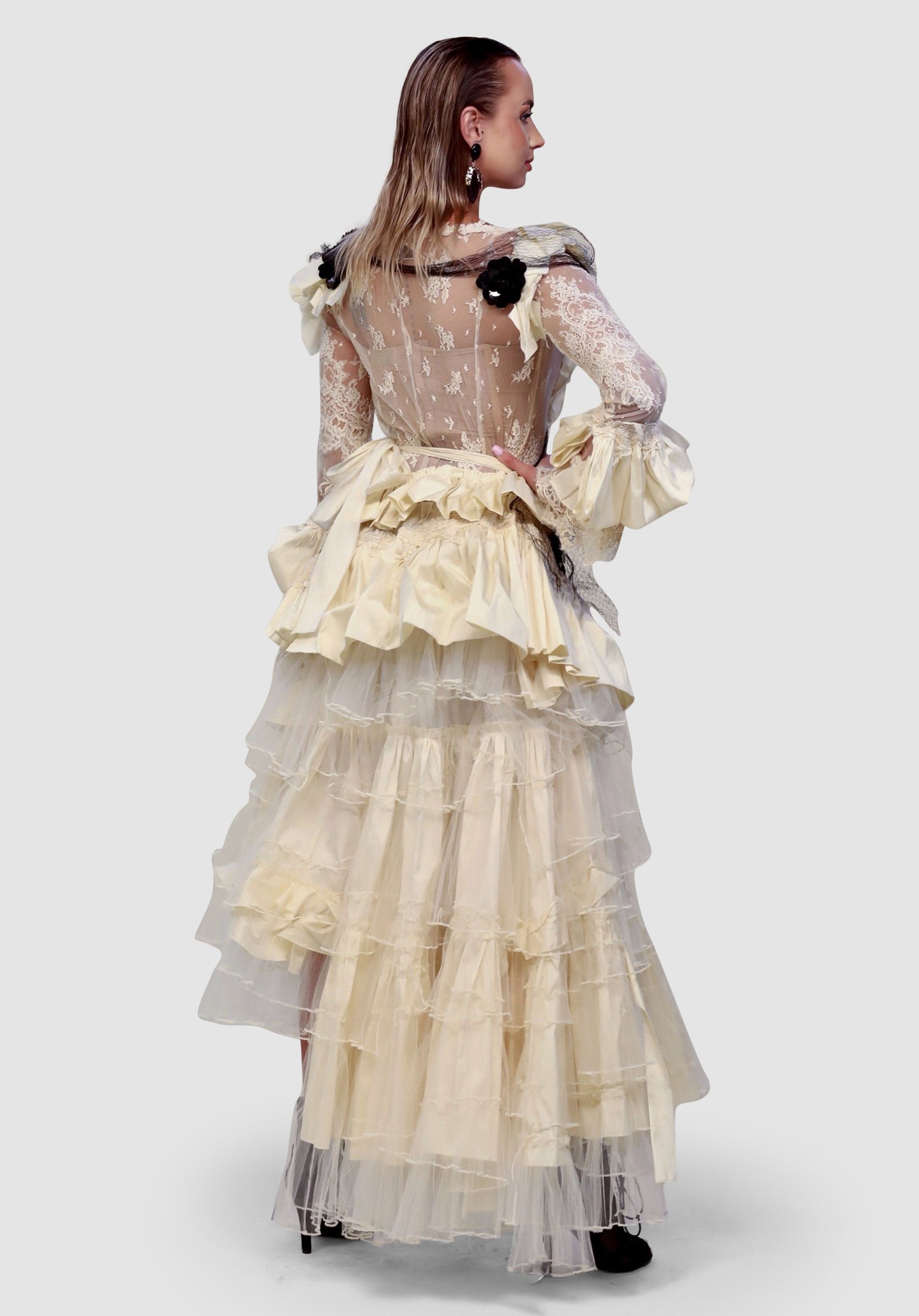 Ivory Lace & Taffeta Couture Gown