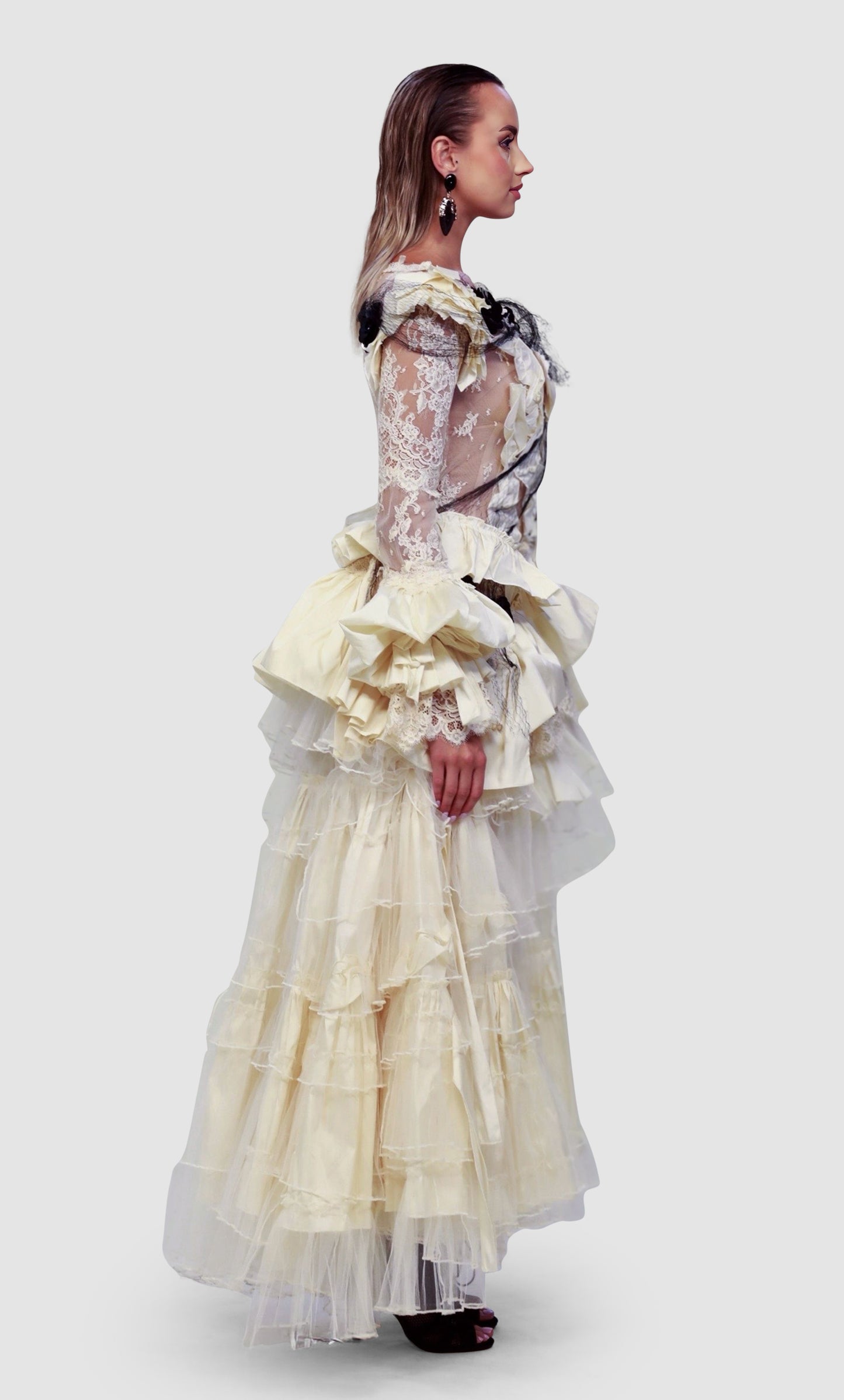 Ivory Lace & Taffeta Couture Gown