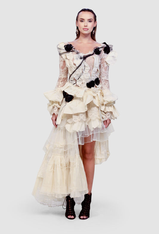 Ivory Lace & Taffeta Couture Gown