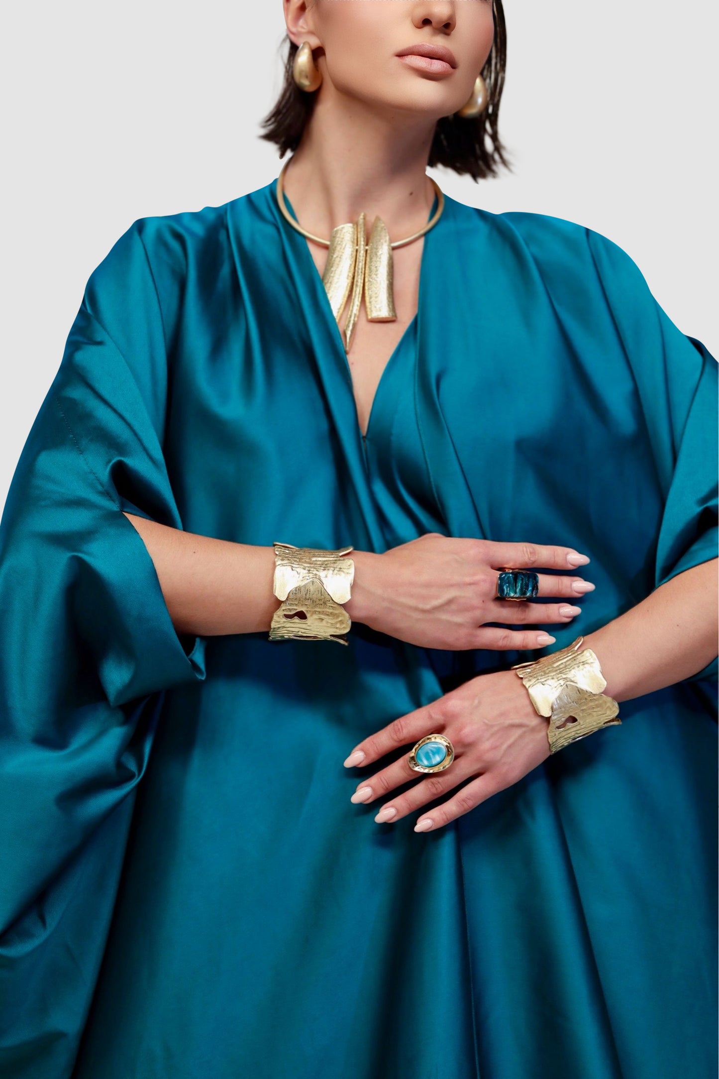 Sea Teal Gown & Kaftan Ensemble