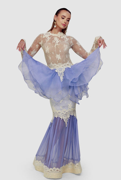 Lavender Peplum Lace Gown