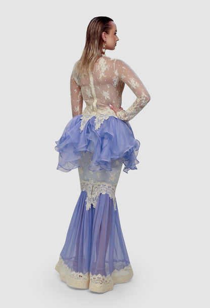 Lavender Peplum Lace Gown