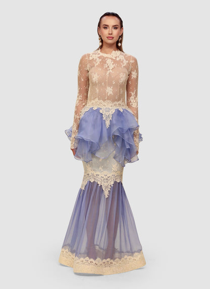 Lavender Peplum Lace Gown