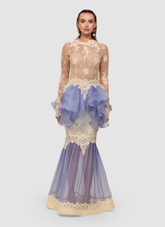 Lavender Peplum Lace Gown