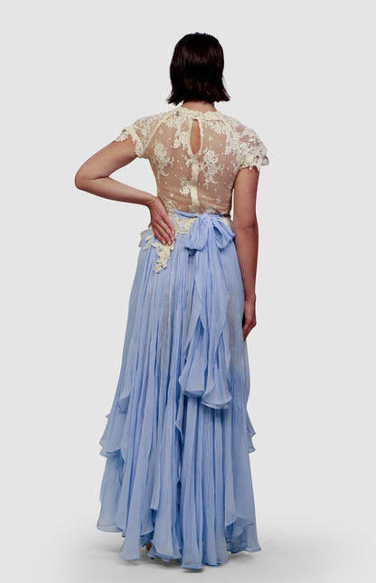 Sky Chantilly Lace Cascade Dress