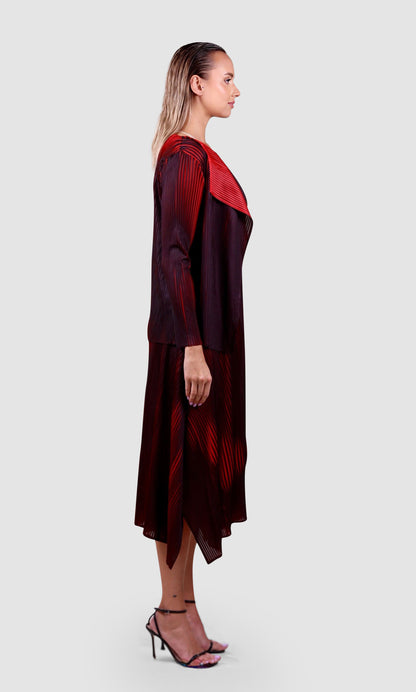 Pleated Gradient Dress with Matching Drape