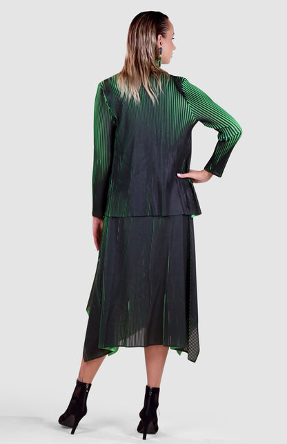 Pleated Gradient Dress with Matching Drape
