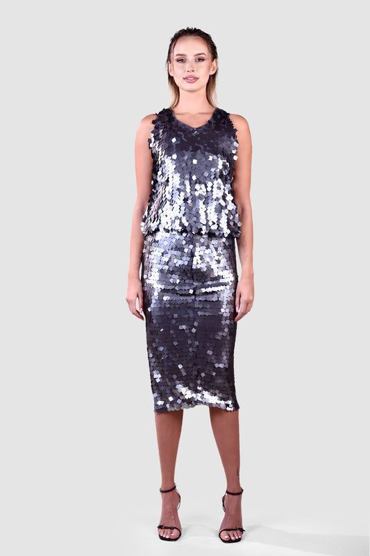 Silver Sequin Two-Piece Set
