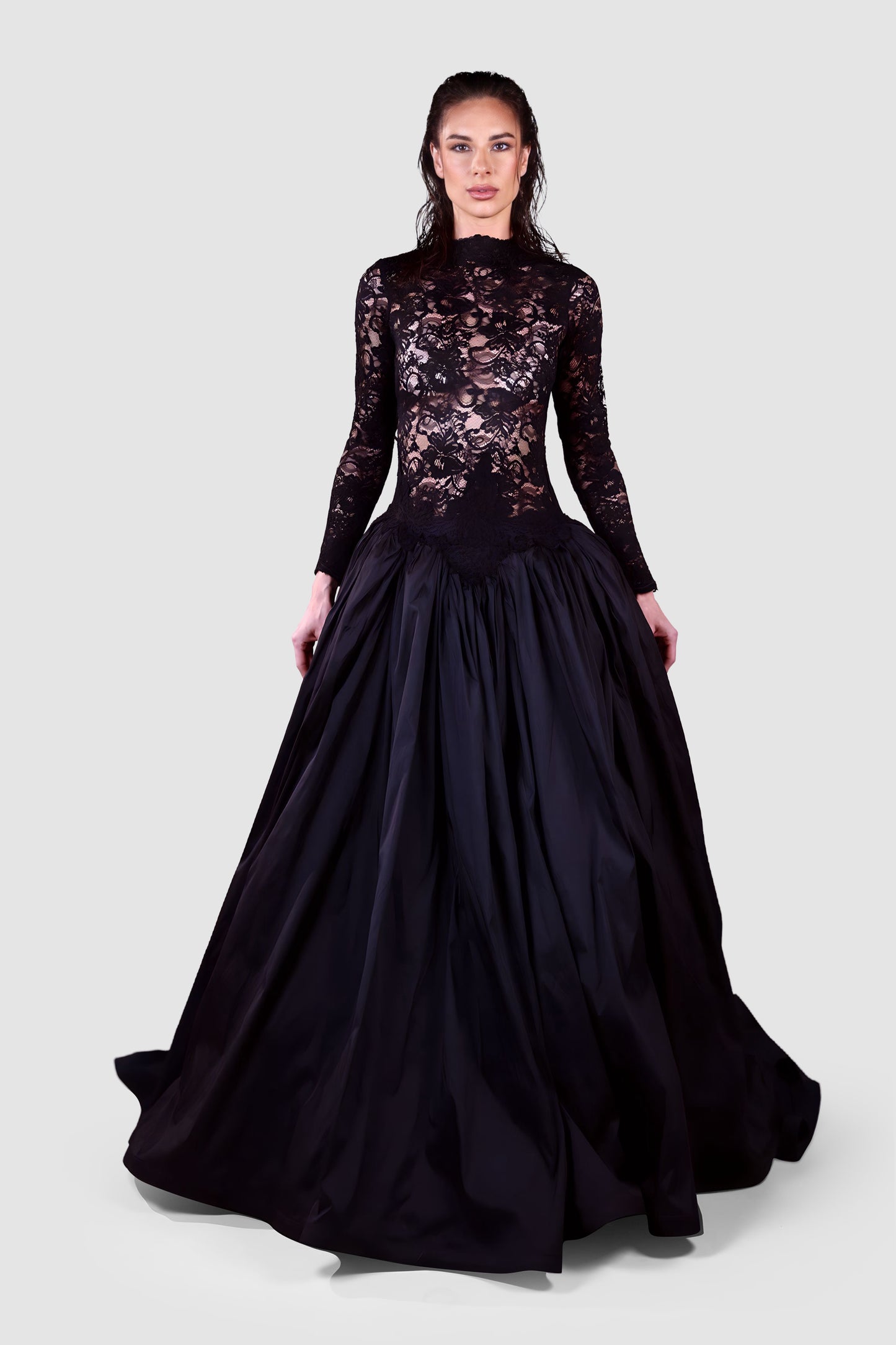 Black Lace Ball Gown