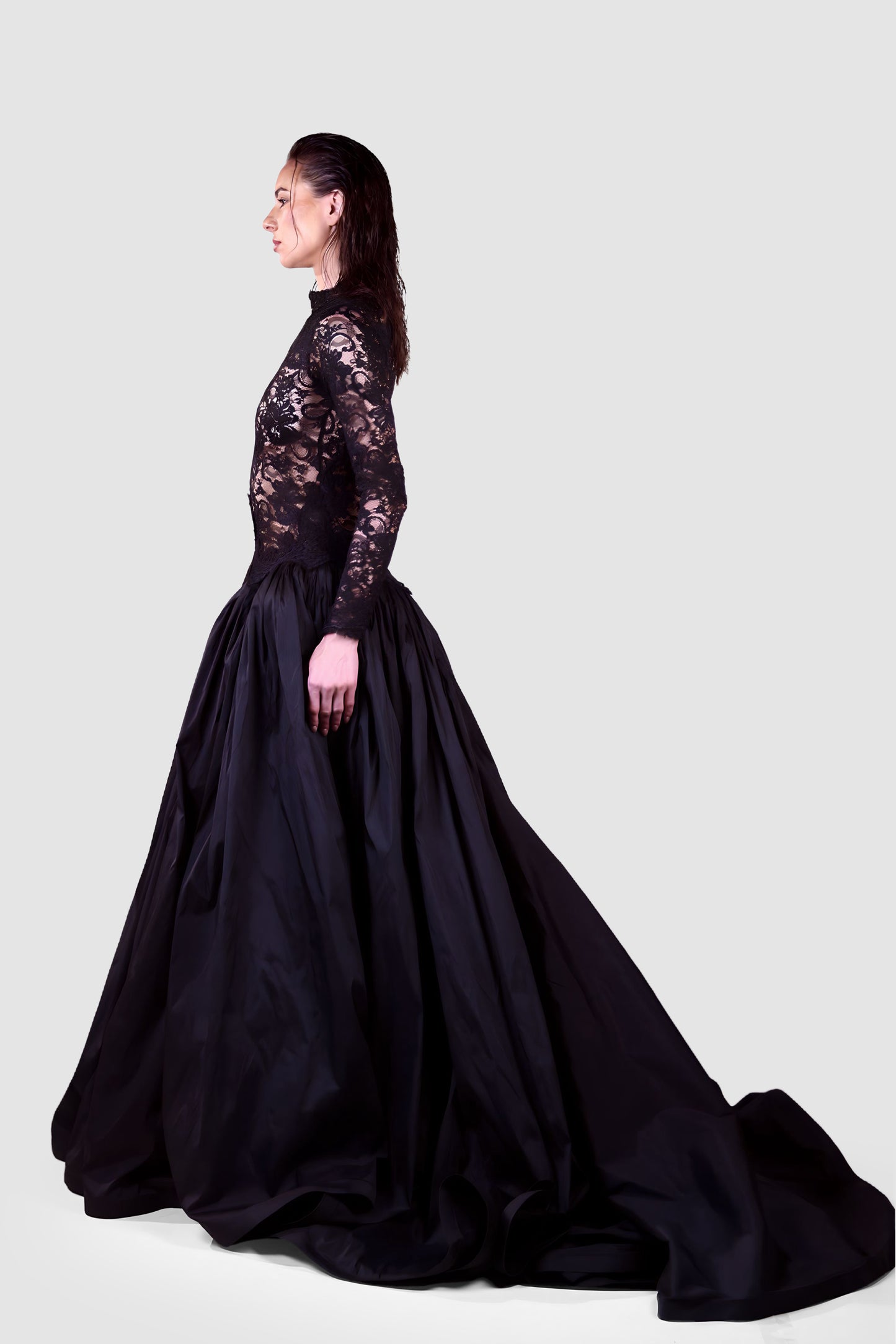 Black Lace Ball Gown