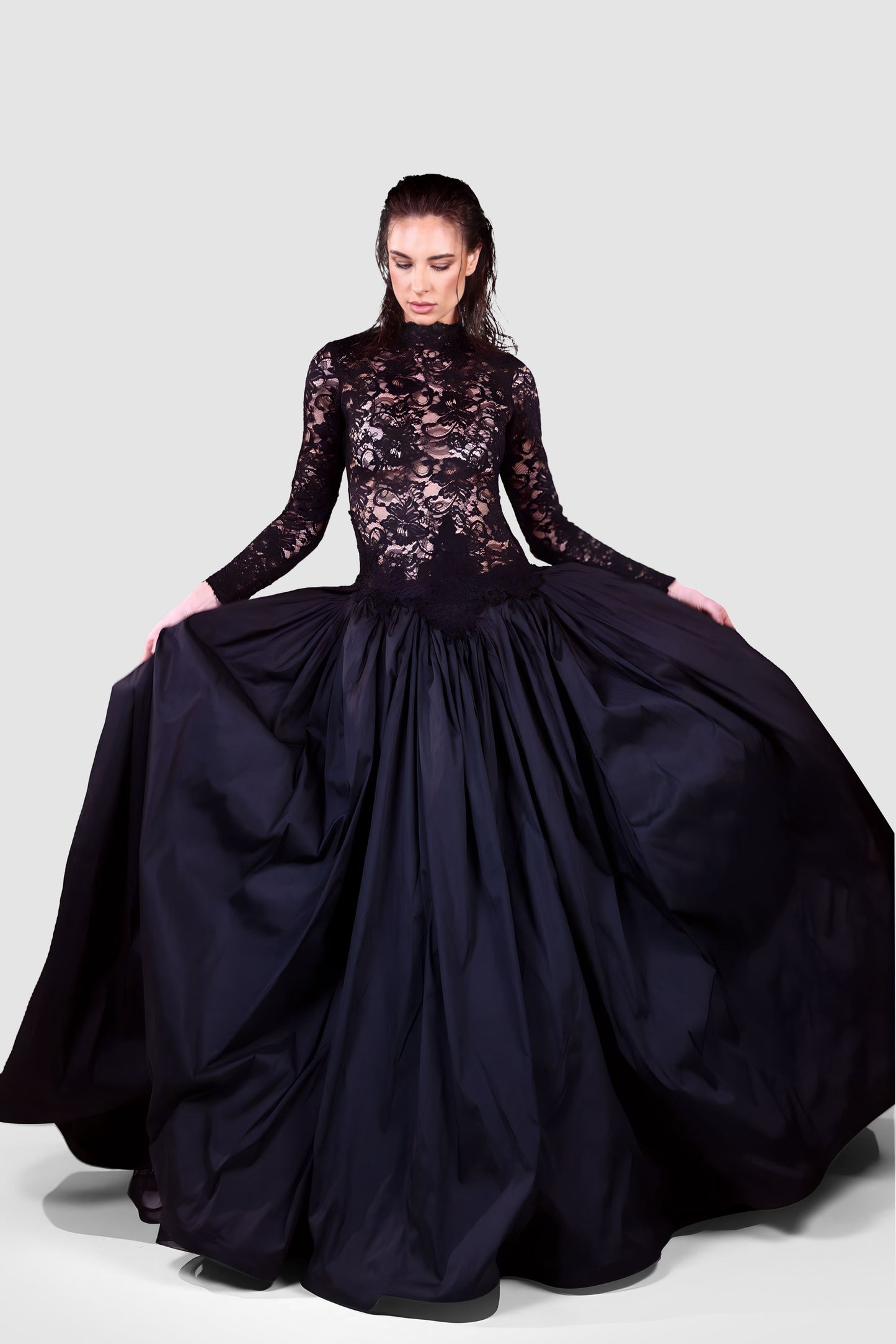 Black Lace Ball Gown