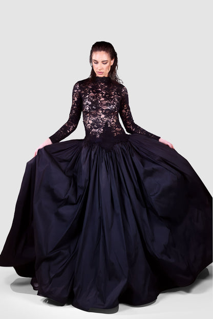 Black Lace Ball Gown