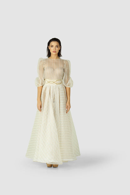 Ethereal Elegance – Sheer Blouse & Flowing Skirt Ensemble