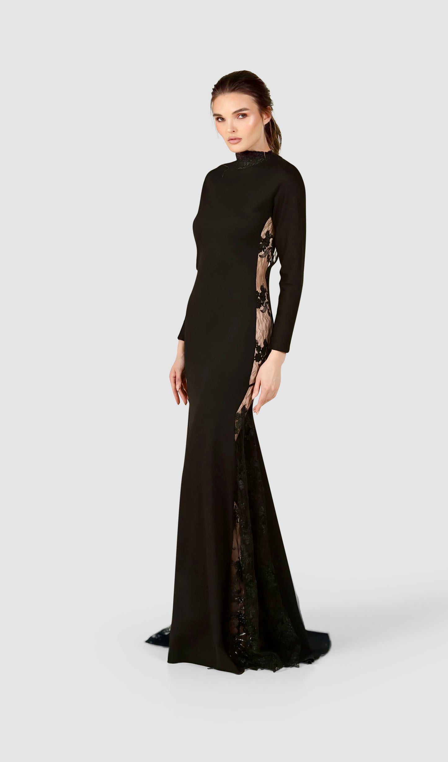 Noir Temptation Gown – A Bold Fusion of Elegance and Seduction