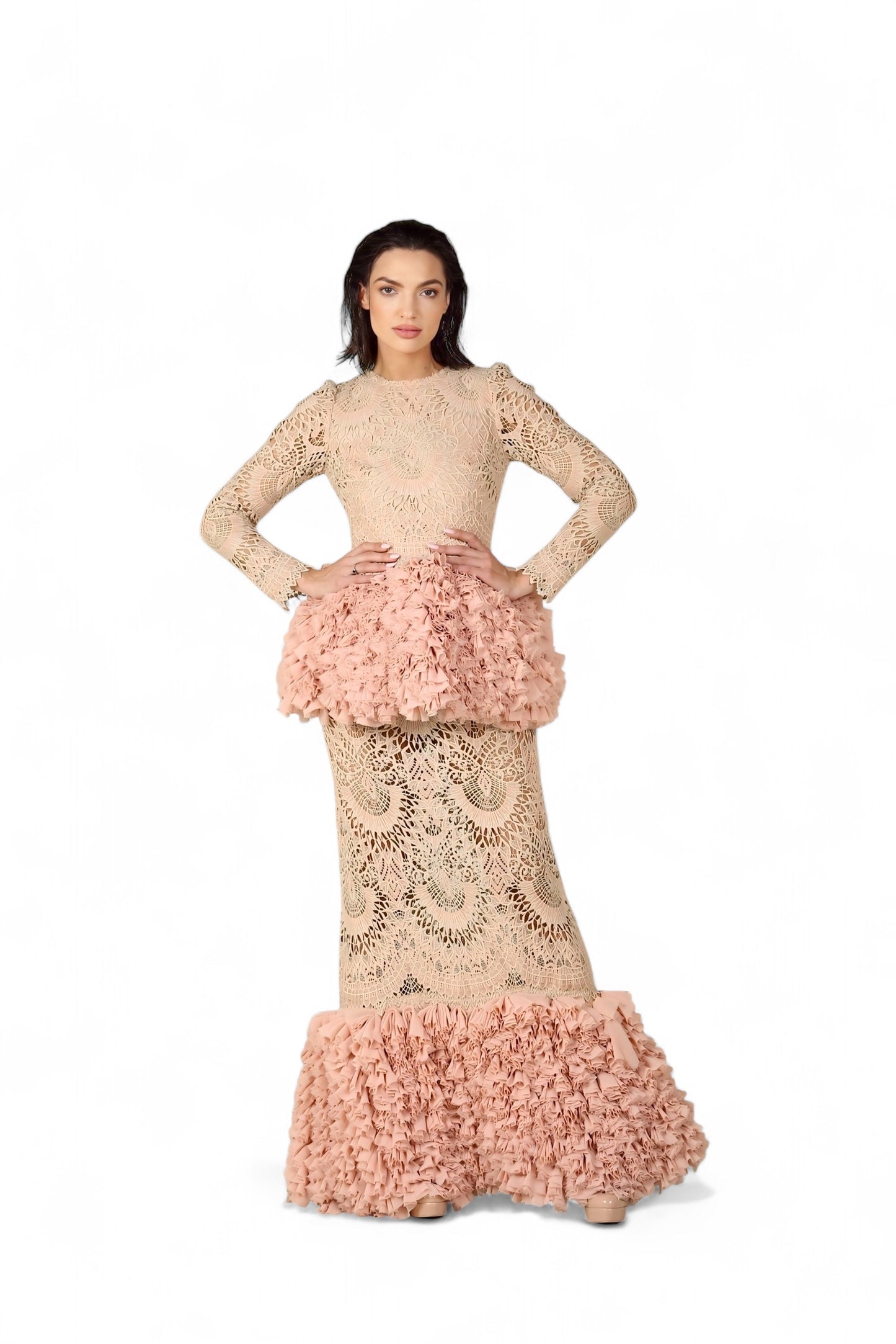 Pink gipure Dress