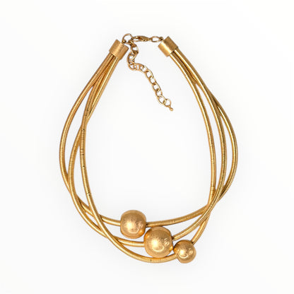 Triple Sphere Layered Collar Necklace