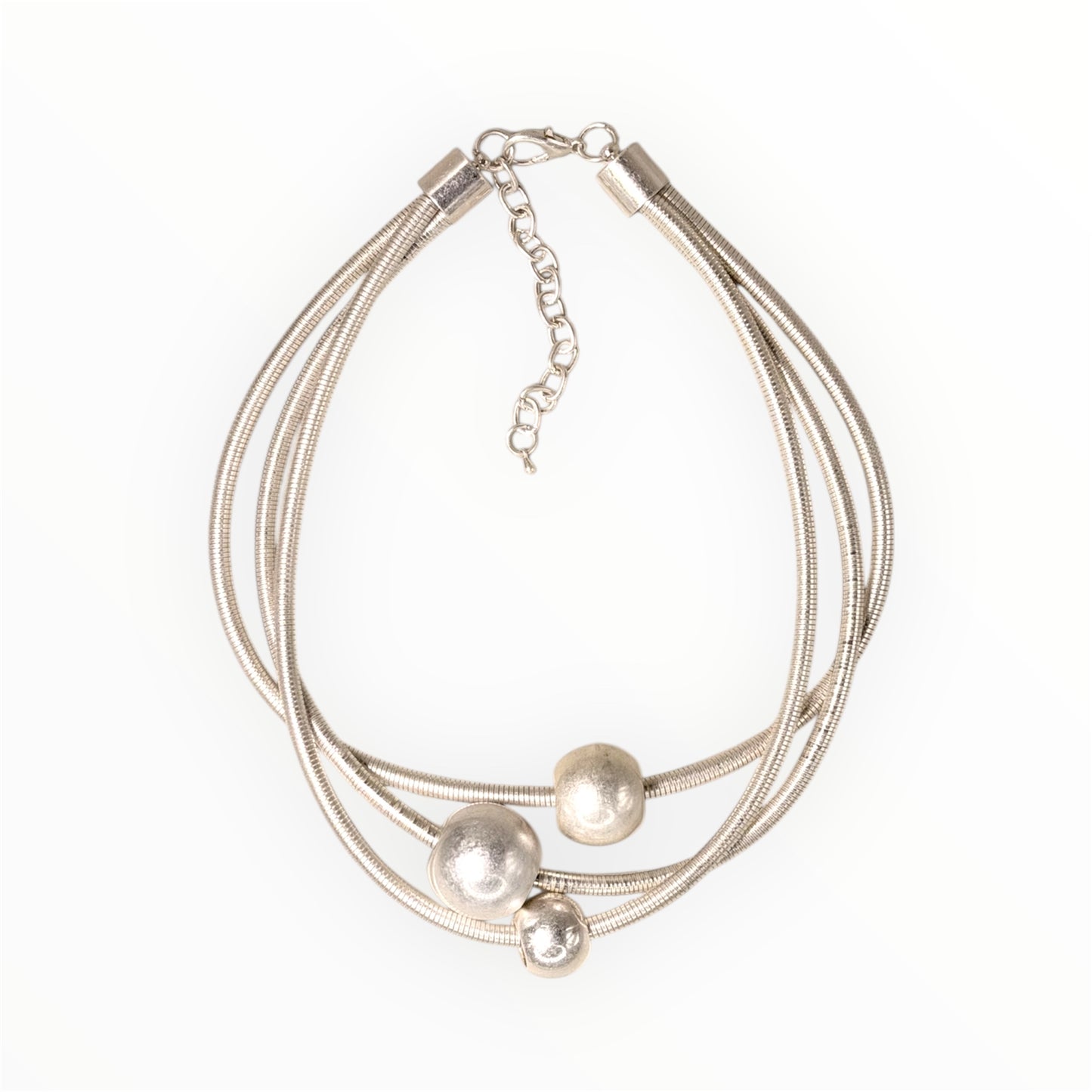 Triple Sphere Layered Collar Necklace