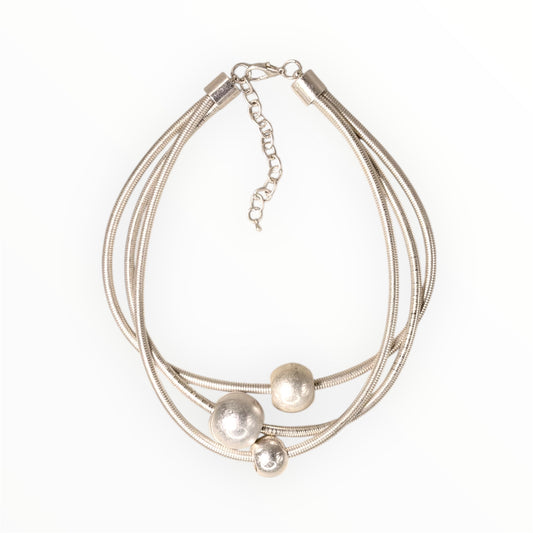 Triple Sphere Layered Collar Necklace