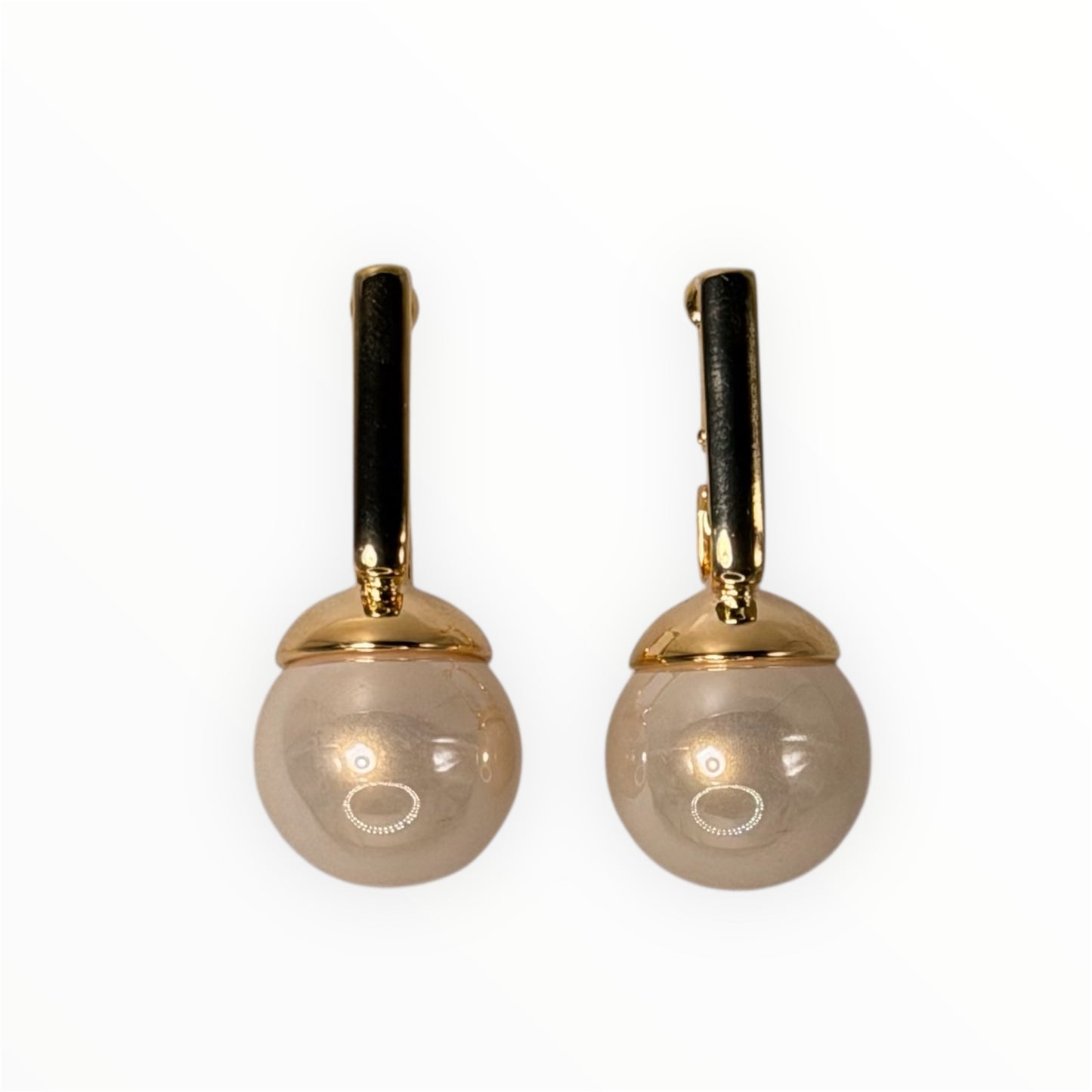 Modern Pearl Drop Hoop Earrings