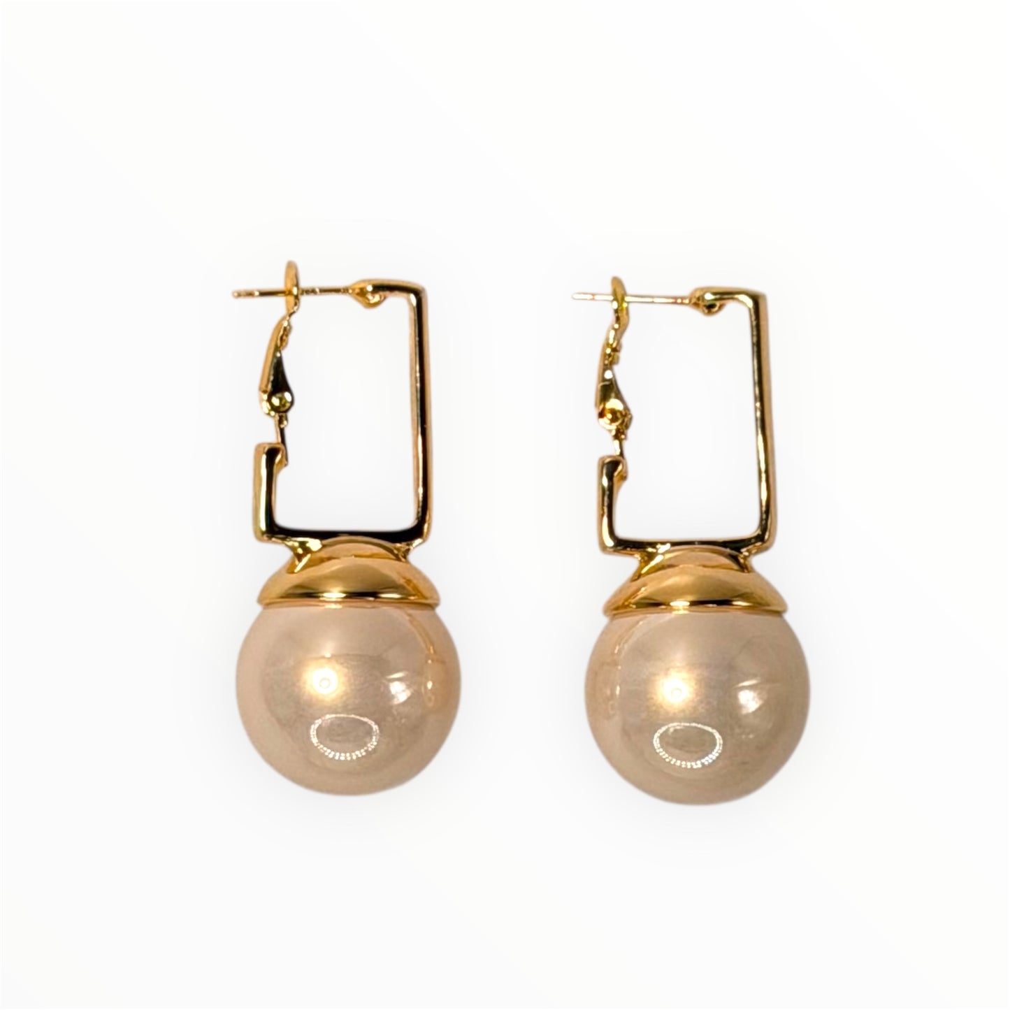 Modern Pearl Drop Hoop Earrings