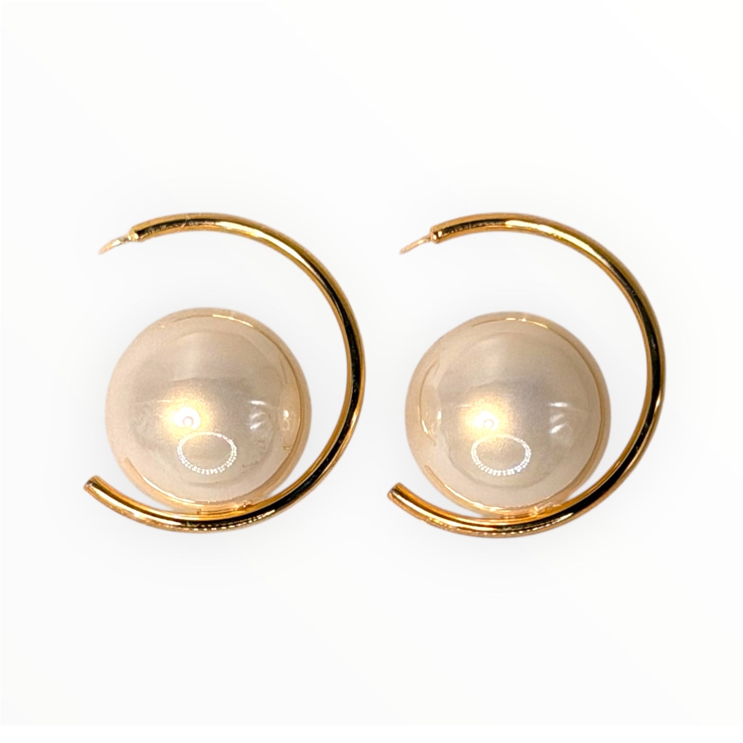Orb Hoop Pearl Earrings