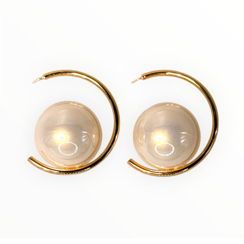 Orb Hoop Pearl Earrings